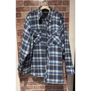 HEATKEEP Flannel Button Down Jacket Men's Size3X Blue Collared Pockets Insulated